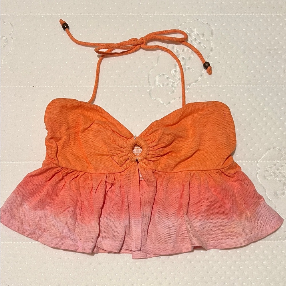Roxy Orange and Pink Halter Top size L
